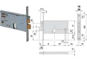 ELETTROSERRATURA DA INFILARE PER FASCE MM.77 H 1446- - mm.80 (14460800) frontale mm.16 - 1 pezzi CISA