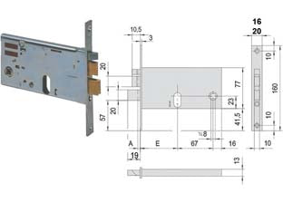 ELETTROSERRATURA DA INFILARE PER FASCE MM.77 H 1446- - mm.80 (14460800) frontale mm.16 - 1 pezzi CISA