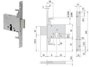 SERRATURA TRIPLICE DA INFILARE A CILINDRO 56016- - mm.70 (56016700) - 1 pezzi CISA