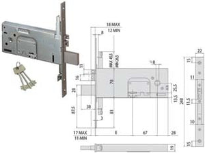 ELETTROSERRATURA TRIPLICE INFILARE PER FASCE DOPPIA MAPPA MM.78 H 17357- - mm.90 (17357900) - 1 pezzi CISA