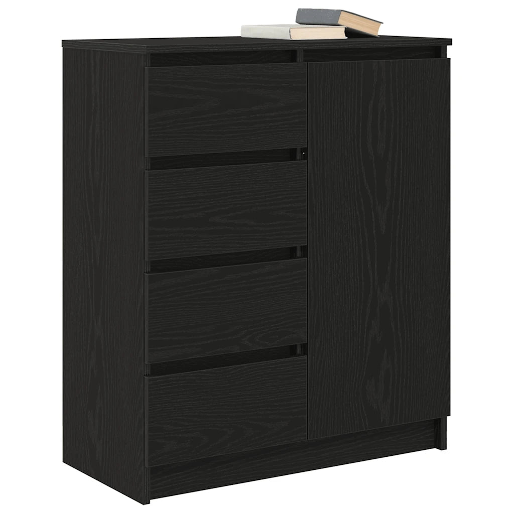 Credenza con Cassetti Rovere Nero 71x35x84 cm Legno Multistrato 861581