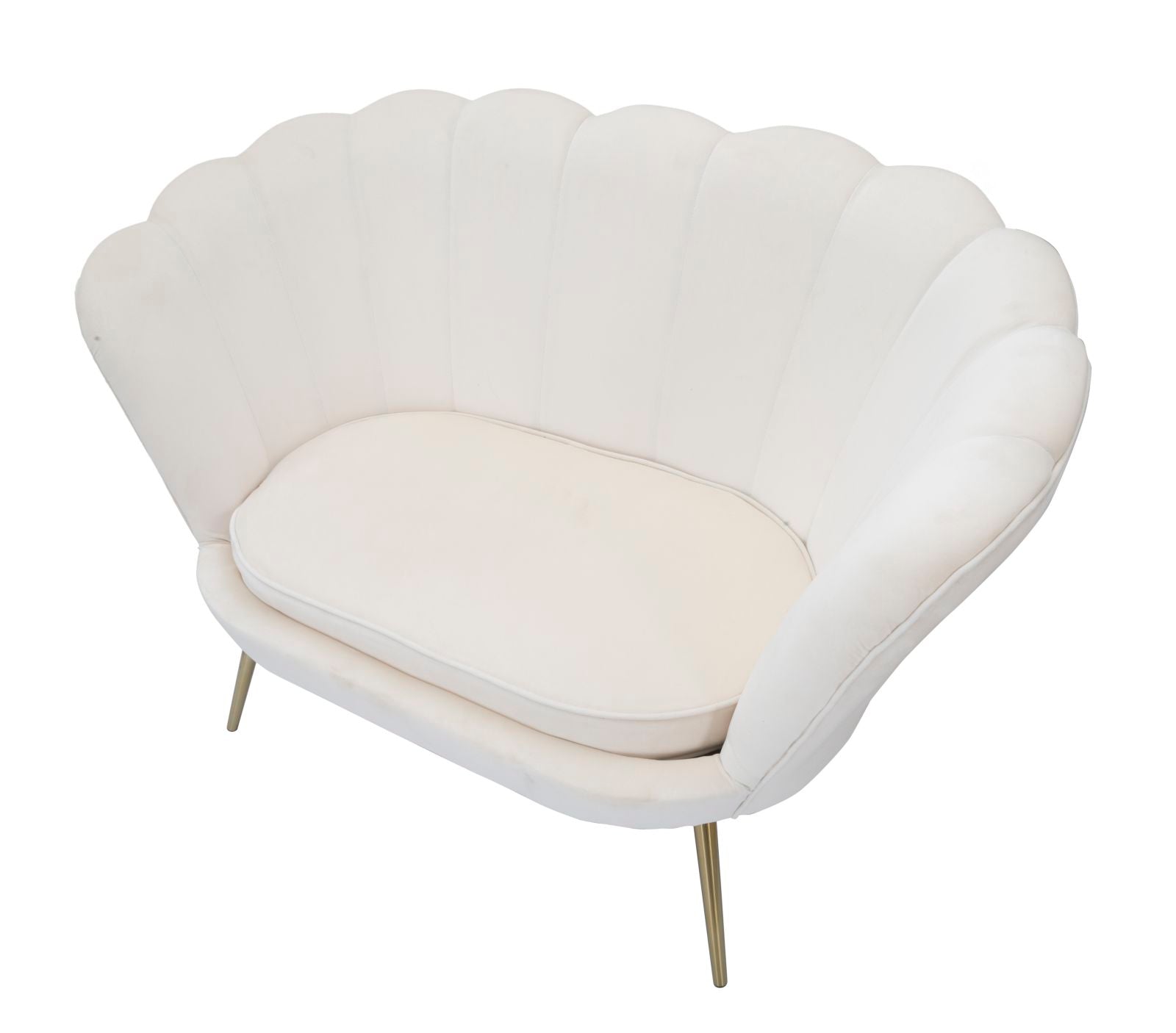 Divanetto Vienna Crema 130x74x84 cm Spugna e Tessuto e Metallo Bianco e Oro