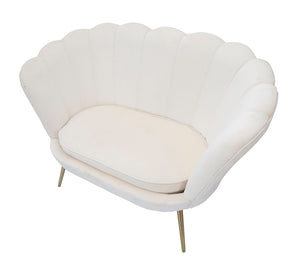 Divanetto Vienna Crema 130x74x84 cm Spugna e Tessuto e Metallo Bianco e Oro