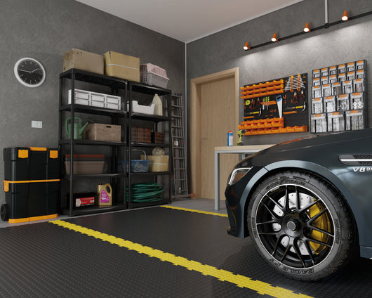 KIT SCAFFALI IN PLASTICA 4 RIPIANI cm. 60x30x133 h col. Nero