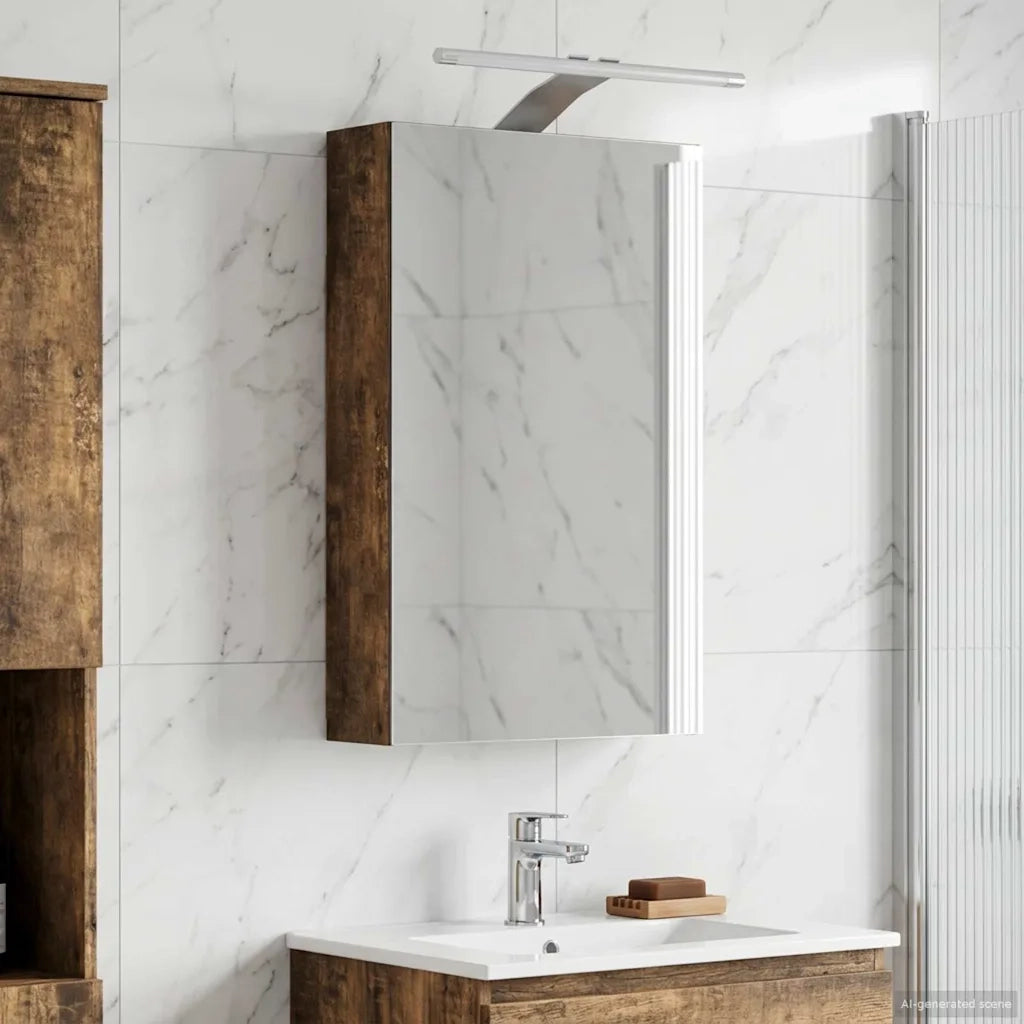 Mobiletto per specchio da bagno Rovere fumé 30 x 10,5 x 50 cm