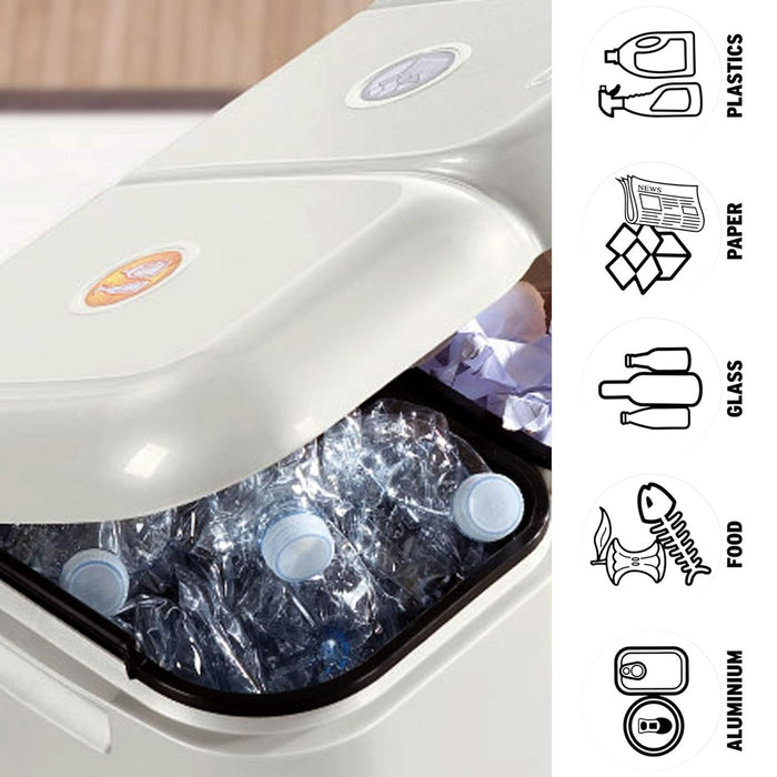 PATTUMIERA DIFFERENZIATA PATTY 2  cm.39x32,5x41h. lt.13+8 bianca    TONTARELLI