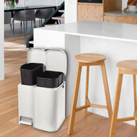 PATTUMIERA DIFFERENZIATA PATTY 2  cm.39x32,5x41h. lt.13+8 bianca    TONTARELLI