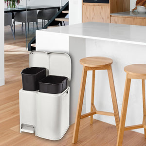 PATTUMIERA DIFFERENZIATA PATTY 2  cm.39x32,5x41h. lt.13+8 bianca    TONTARELLI