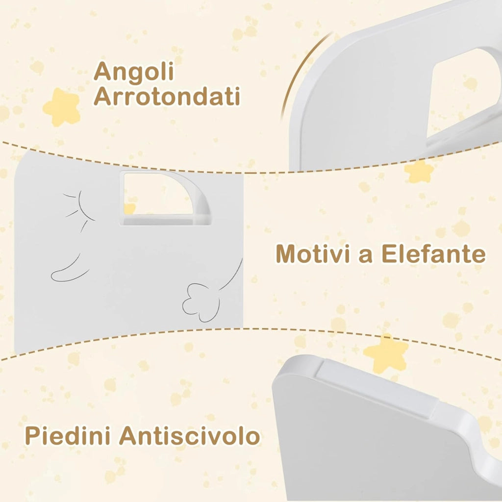 Set Tavolo e 2 Sedie per Bambini, Tavolo e Sedie Salvaspazio per Bambini 3+ Anni con Lavagna per Disegnare e Piedini Antiscivolo, per Camerette, Soggiorno e Studio (Bianco)