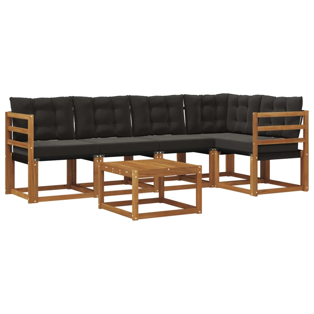 Set di divani da esterno con cuscino 6 pcs Naturale e Nero 3368679