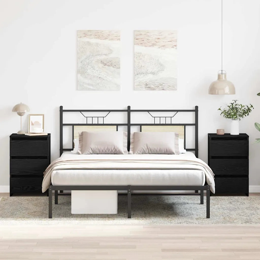 Set di 2 Comodini | Armadio da Notte | Mobiletto da notte Rovere Nero 40 x 35 x 62,5 cm