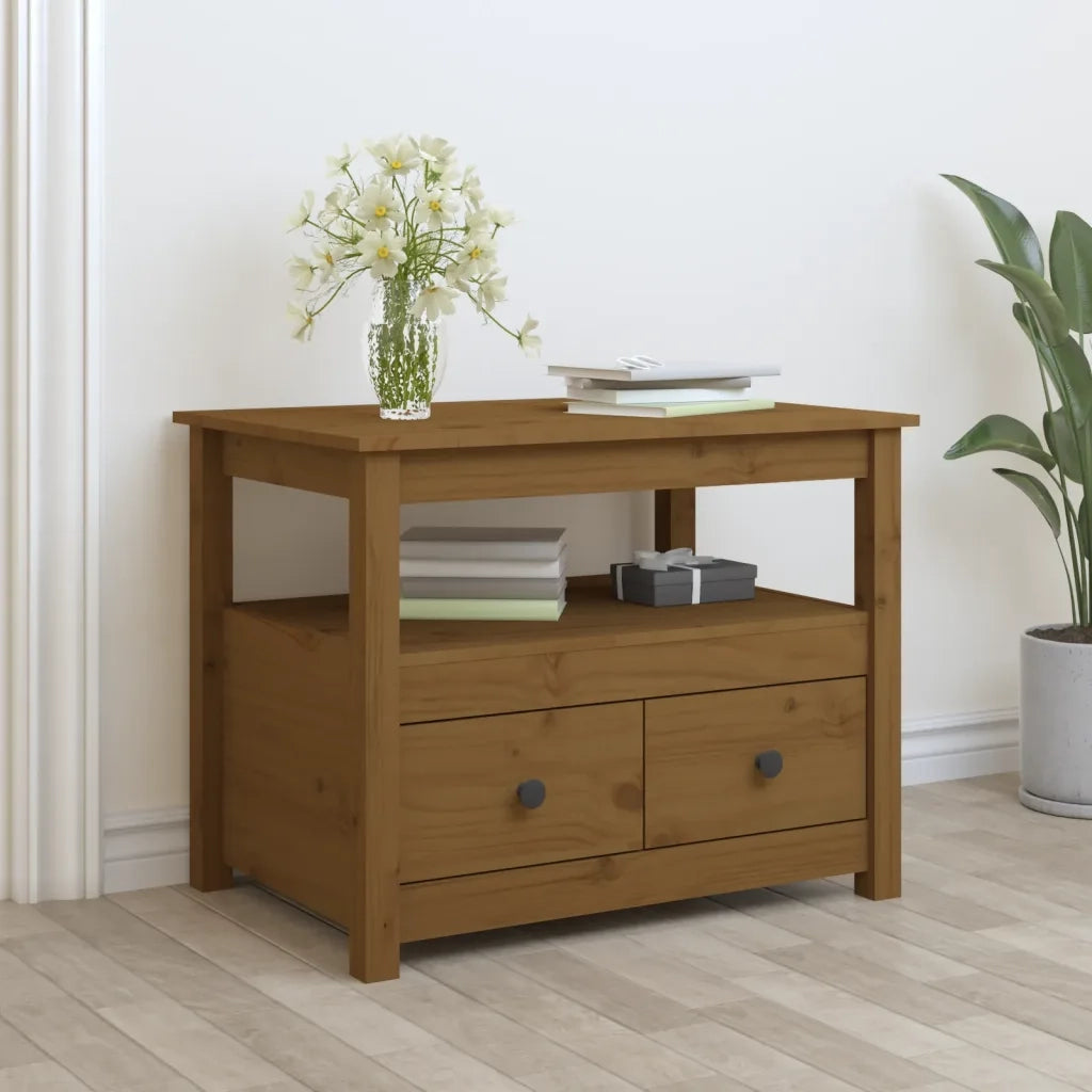 Tavolino da Salotto-Tavolino da soggiorno-Tavolo ambra 71x49x55 cm in Legno Massello di Pino 143175