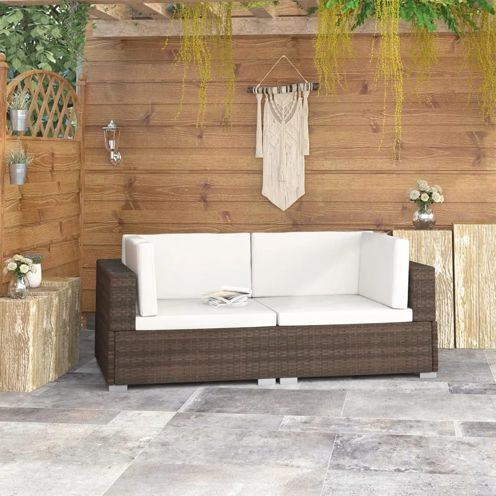 Poltrone Modulari ad Angolo con Cuscini 2 pz Polyrattan Marrone CFW8242782