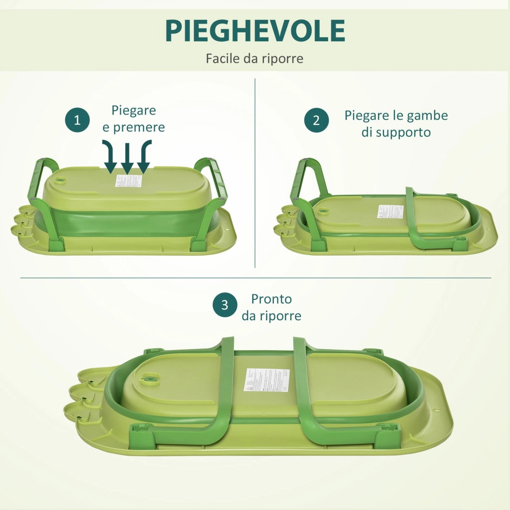 Vaschetta Bagnetto per Bambini 80x53,9x20,8 cm Antiscivolo Pieghevole Verde