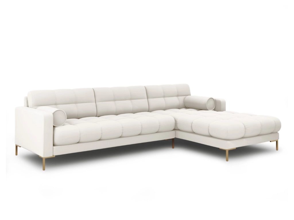 Cosmopolitan Design - Divano angolare destro "Bali" 5 posti in tessuto strutturato beige chiaro 