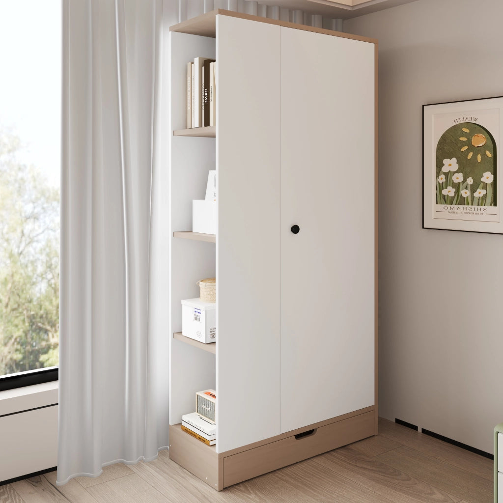 ARMADIO a 1 anta 70 x 40 x 170 cm Legno Bianco/Naturale