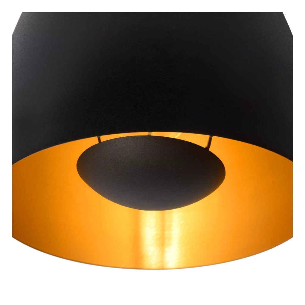 Lampada a sospensione loft nera interno oro Nolan E27 Lucide