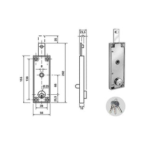 POTENT C1640 SERRATURA BASCUL CIL TONDO CENTRALE- 1,0 pz