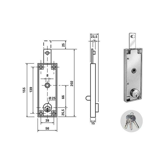 POTENT C1640 SERRATURA BASCUL CIL TONDO CENTRALE- 1,0 pz