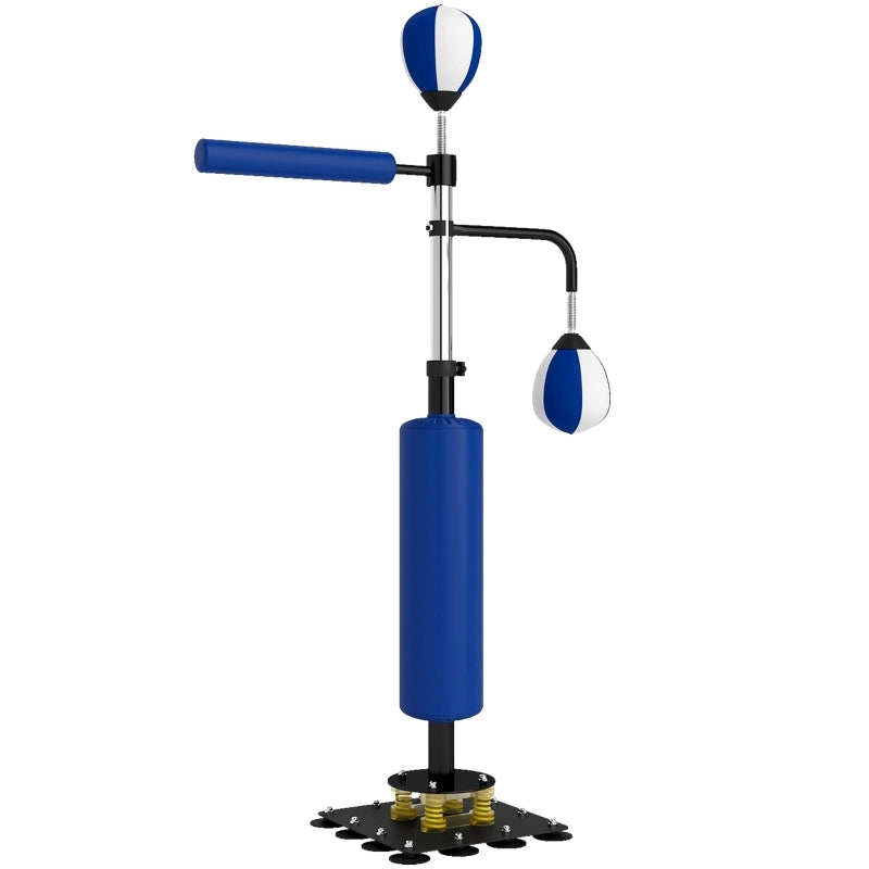 Box da allenamento con 2 speedball, asta girevole, altezza regolabile 140-205 cm, acciaio, blu
