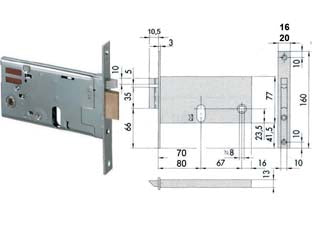ELETTROSERRATURA DA INFILARE PER FASCE MM.77 H 1445- - mm.90 (14451900) frontale mm.20 - 1 pezzi CISA