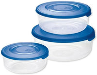 CONTENITORE TONDO IN PLASTICA SET 'FRIGO BOX' coperchio acqua trasparente  - TONTARELLI