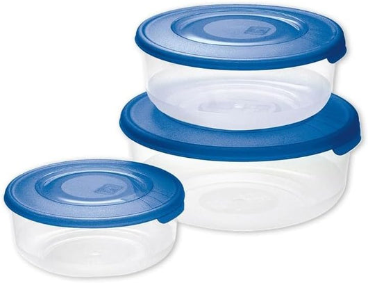 CONTENITORE TONDO IN PLASTICA SET 'FRIGO BOX' coperchio acqua trasparente  - TONTARELLI