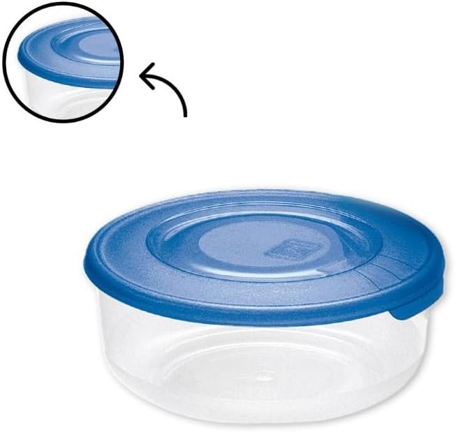 CONTENITORE TONDO IN PLASTICA SET 'FRIGO BOX' coperchio acqua trasparente  - TONTARELLI