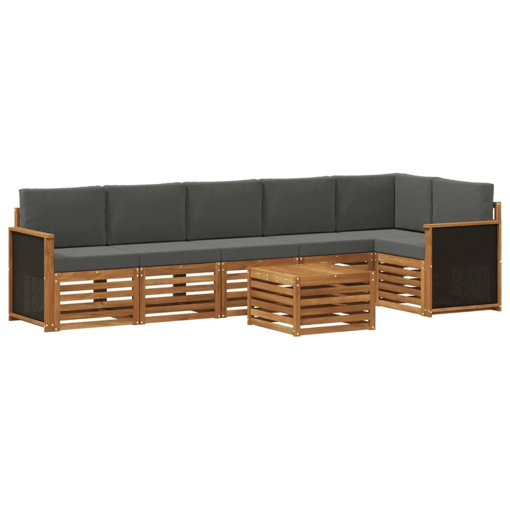 Set divano sezionale con cuscino 6 pcs Naturale e Antracite