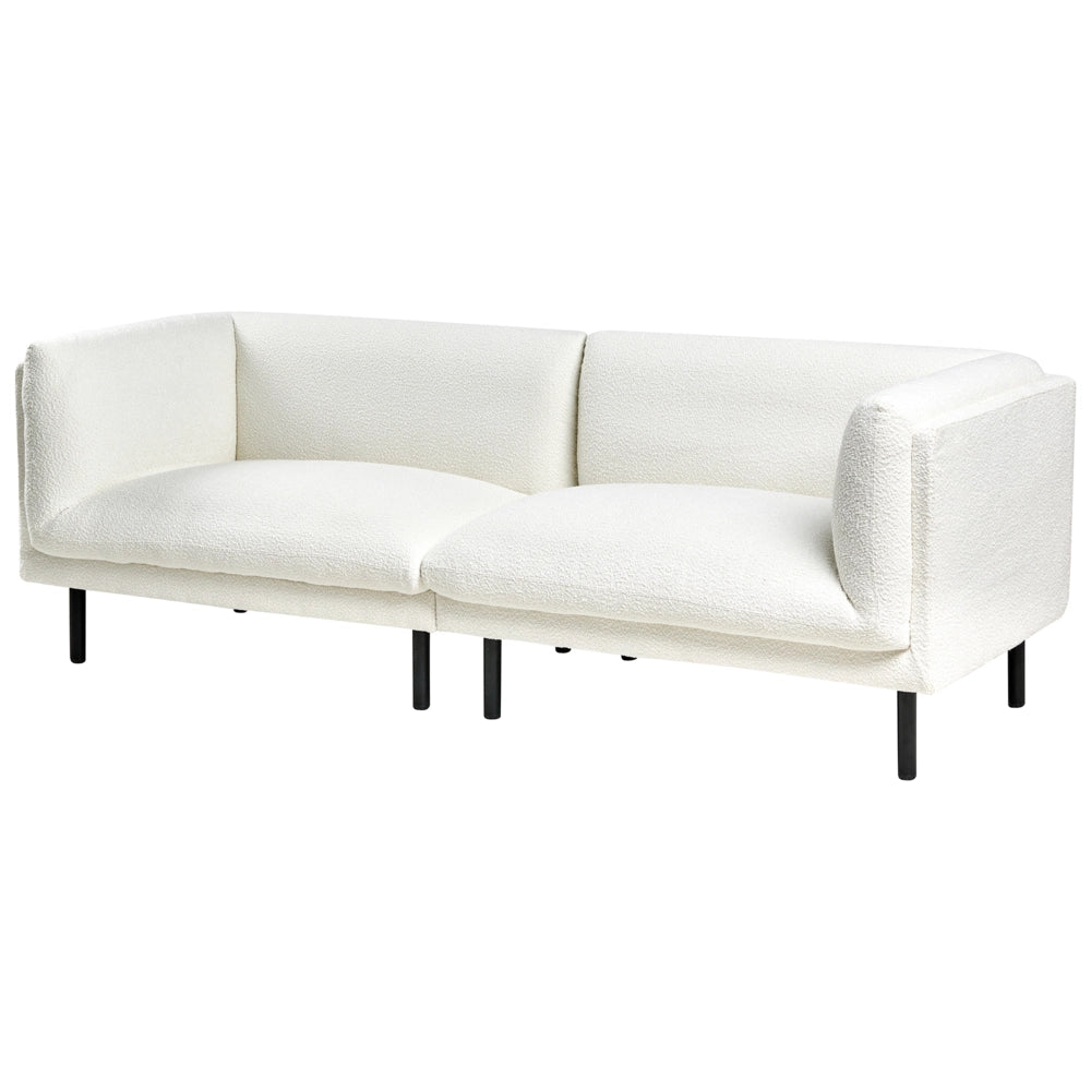 Set di divani imbottiti a 5 posti in tessuto bouclè bianco sporco stile elegante