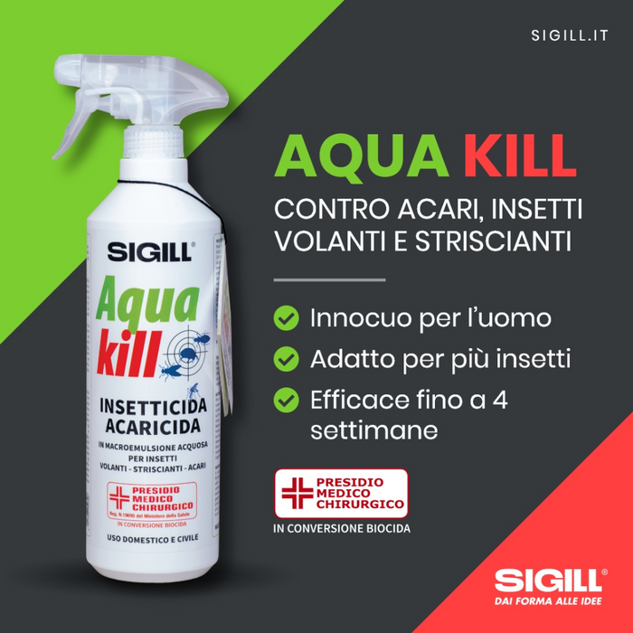 Insetticida acaricida acqua kill insetti striscianti volanti acari 750 ml 2 pezzi