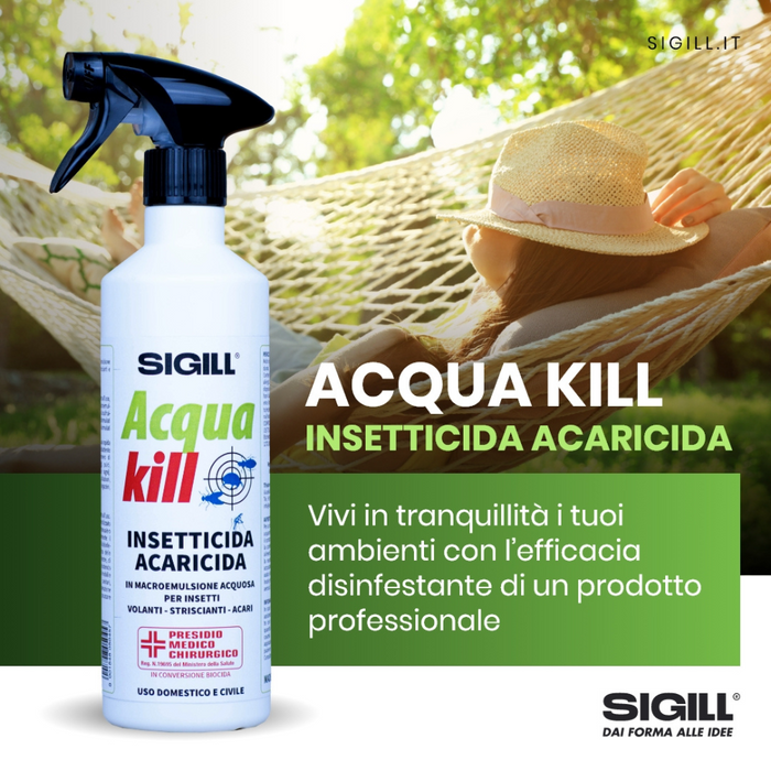 Insetticida acaricida acqua kill insetti striscianti volanti acari 500 ml 2 pezzi