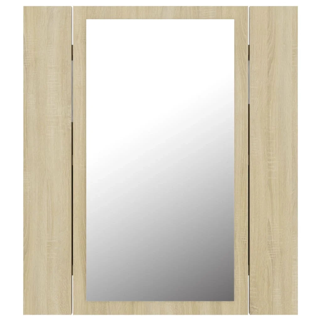 Mobiletto specchio da bagno con illuminazione a LED 40 x 12 x 45 cm acrilico beige 02_0006746