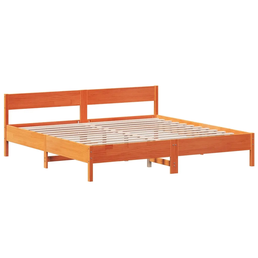 Letto matrimoniale | Letto per adulti | Giroletto senza Materasso Marrone Cera 200x200 cm Legno di Pino