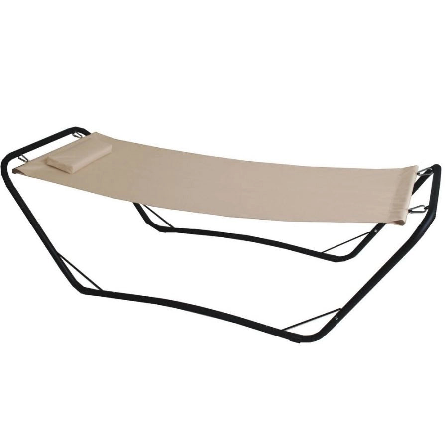 AMACA DA GIARDINO JAVA CON SUPPORTO IN ACCIAIO E TELO PVC BEIGE 210X80X65 CM