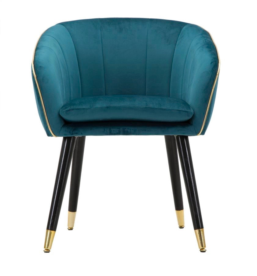 Poltrona Paris Oro 62x58x78 cm in Legno e Poliestere Ottanio
