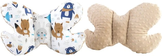 Supporto Cervicale per Bambini 100% cotone/Minky Supporto Cervicale per Auto, Bambini, Viaggi, Sdraio, Supporto Cervicale per Bambini (Animali Boho con beige Minky)