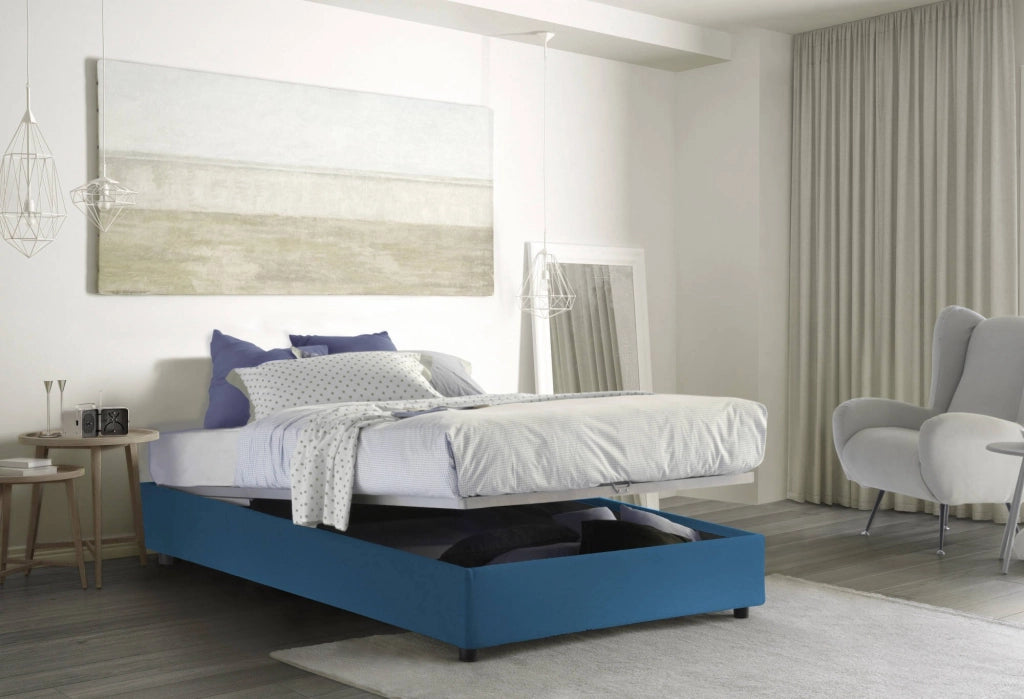 Andla, Letto Piazza e Mezza Sfoderabile Made in Italy, blu