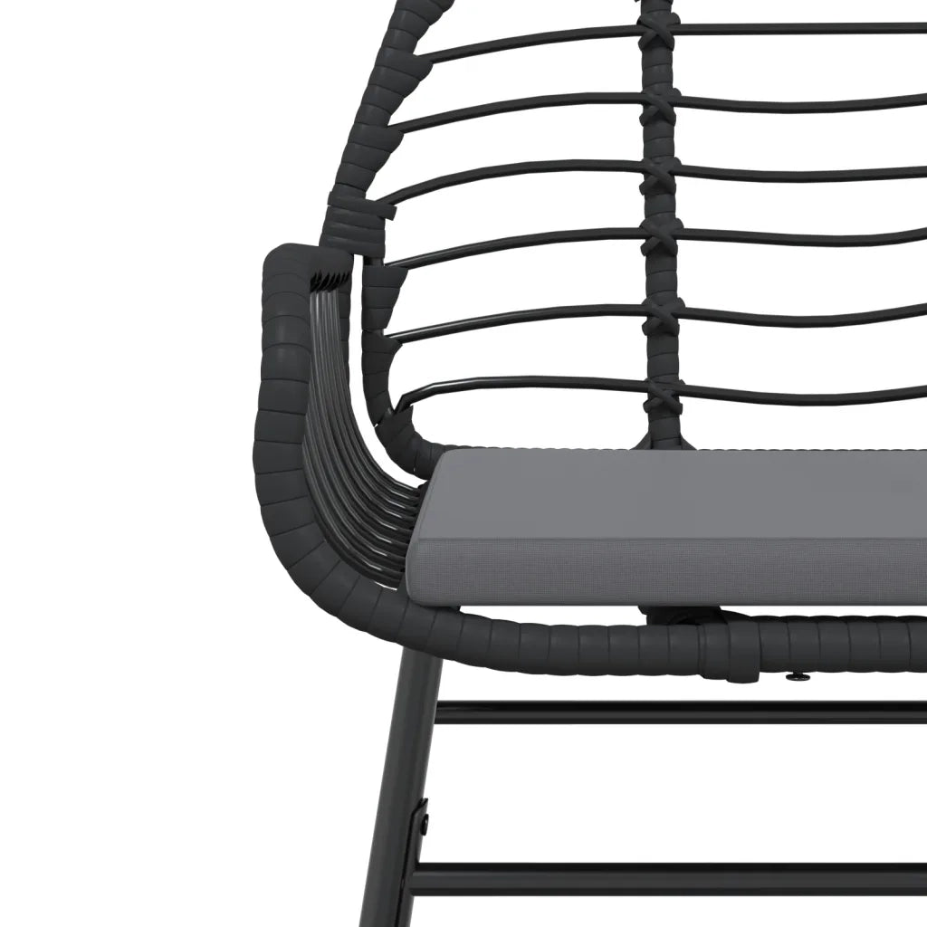 Sedie da Giardino con Cuscini 2 pz Nere in Polyrattan 369093