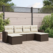 Set Divano da Giardino 6 pz con Cuscini Marrone in Polyrattan 3219313
