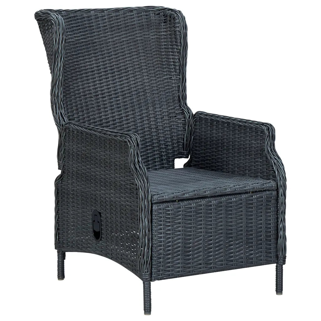 Set Pranzo da Giardino 9 pz con Cuscini Polyrattan Grigio Scuro cod mxl 36190
