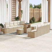 Set Divano da Giardino con cuscino 11 pcs Beige polyrattan