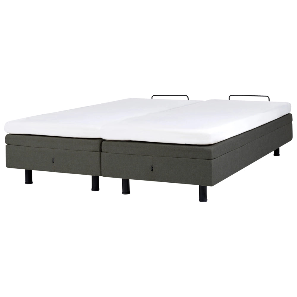 Letto matrimoniale regolabile elettronicamente con telecomando senza testata in poliestere grigio scuro 180 x 200 cm stile moderno