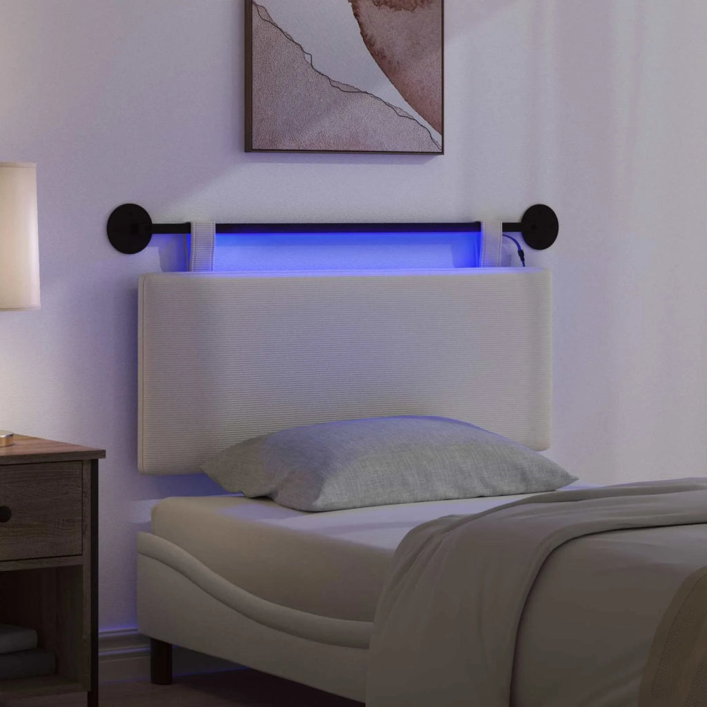 Testiera sospesa Con luce LED Crema Tessuto in Cords