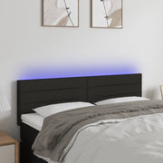 Testiera a LED Nera 144x5x78/88 cm in Tessuto 3121752