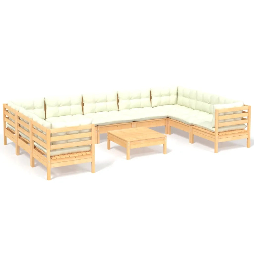 Set Divani da Giardino 8 pz con Cuscini Crema in Massello di Pino cod mxl 41436