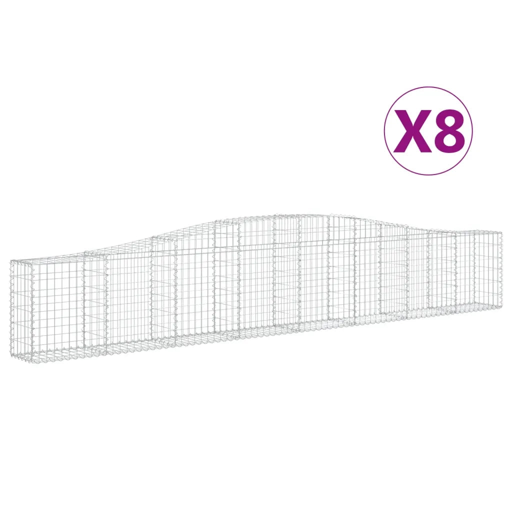 Cesti Gabbioni ad Arco 8 pz 400x30x60/80 cm Ferro Zincatocod mxl 99986