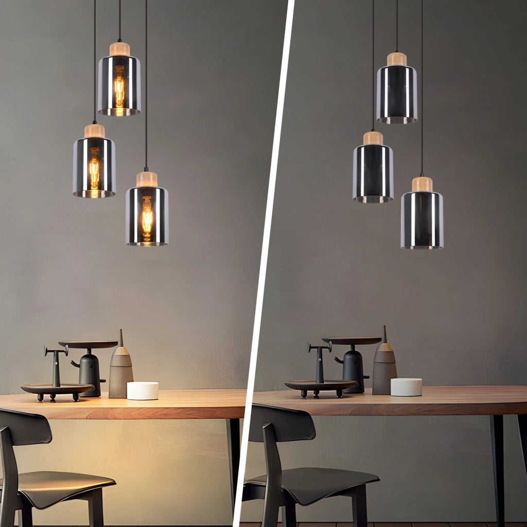 Lampada a Sospensione ZMH legno E27 per tavolo da pranzo e sala da pranzo