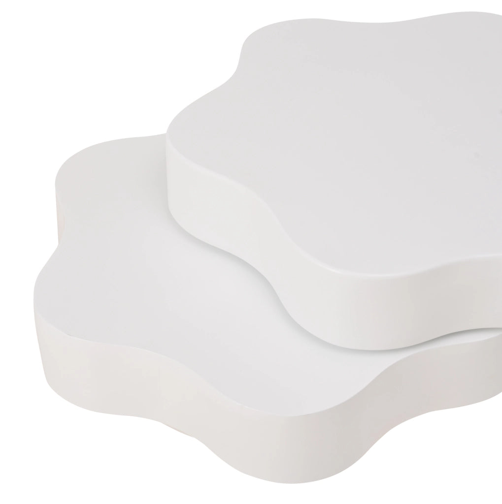 Tavolino da caffè 74.8x67.5x31 cm girevole a 360° in MDF bianco crema
