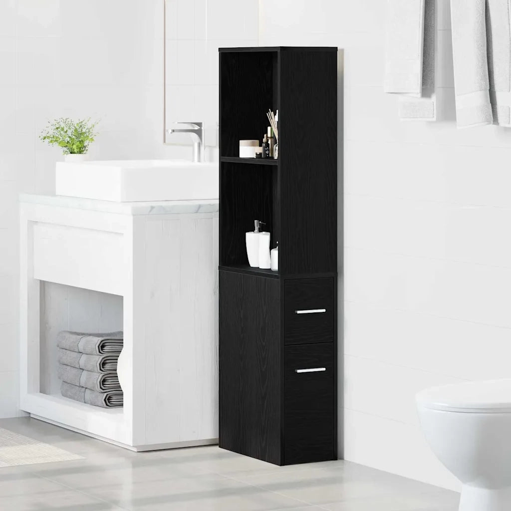 vidaXL Armadio da Bagno Stretto Rovere nero 22 x 41 x 135 cm